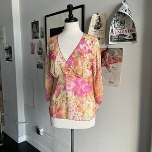 Y2k floral long sleeve blouse